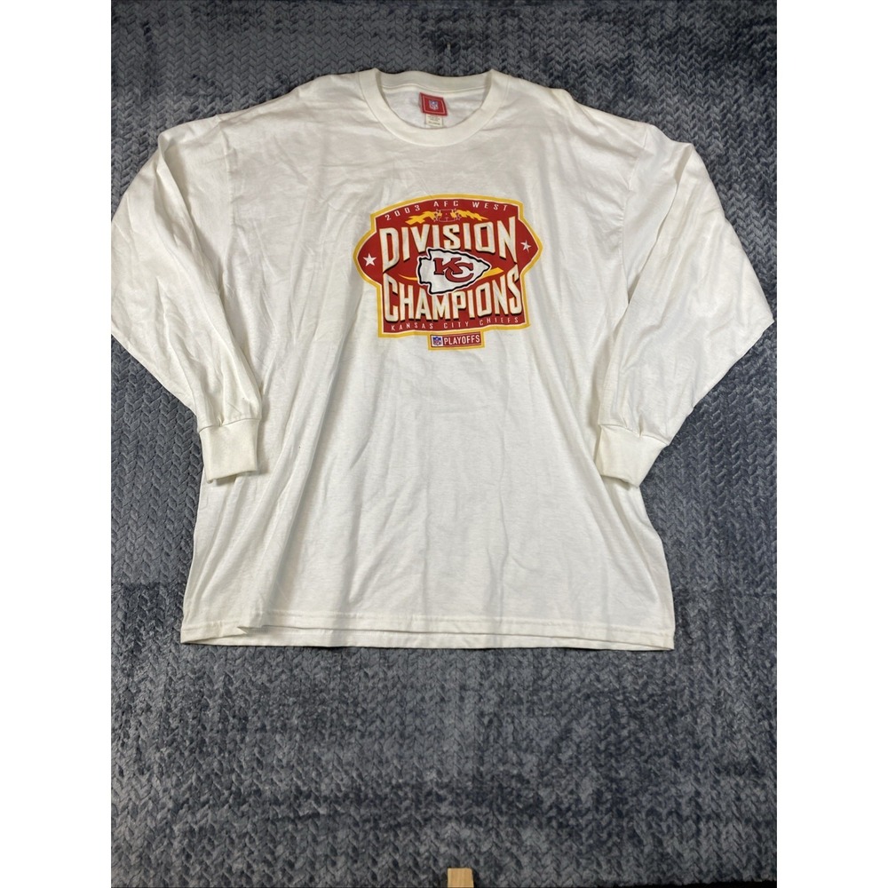 Vintage KC Chiefs 2003 AFC W Division Champs Long‎ Sleeve Shirt Men's 2XL